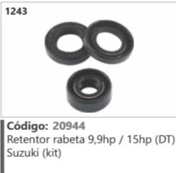 1243 Código 20944 Retentor rabeta 9,9hp / 15hp (DT) Suzuki (kit)