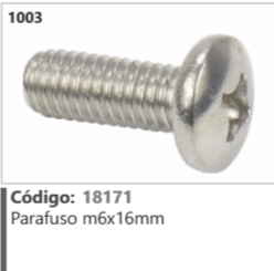 1003 Código 18171 Parafuso m6x16mm