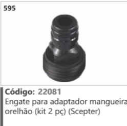 595 Código 22081 Engate para adaptador mangueira orelhão (kit 2 pç) (Scepter)