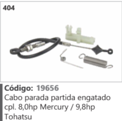 404 Código 19656 Cabo parada partida engatado completo 8,0hp Mercury / 9,8hp Tohatsu