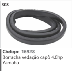 308 Código 16928 Borracha vedação capô 4,0hp Yamaha