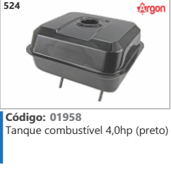 524 Código 01958 Tanque combustível 4,0hp (preto) ARGON