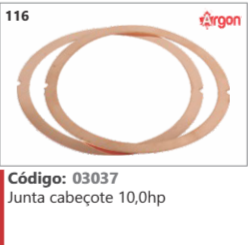 116 Código 03037 Junta cabeçote 10,0hp ARGON
