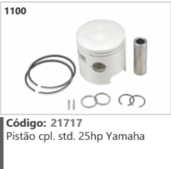 1100 Código 21717 Pistão completo Standard 25hp Yamaha