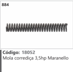884 Código 18052 Mola corrediça 3,5hp Maranello