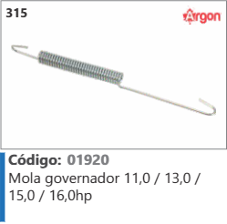 315 Código 01920 Mola Governador 11,0 / 13,0 / 15,0 / 16,0hp ARGON