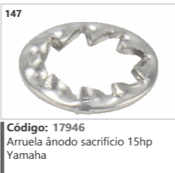 147 Código 17946 Aruela ânodo sacrifício 15hp Yamaha