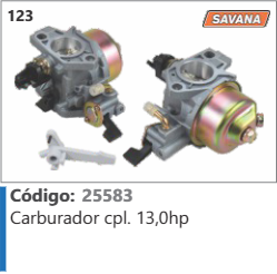 123 Código 25583 Carburador completo 13,0hp SAVANA