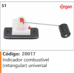 51 Código 20017 Indicador combustível (retangular) universal ARGON