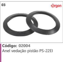 3 Código 02004 Anel vedação pistão PS-22EI ARGON