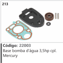 213 Código 22003 Base bomba d'água 3,5hp completo Mercury