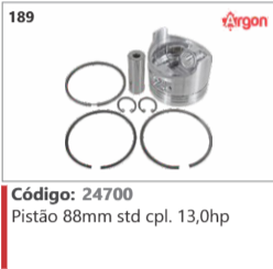 189 Código 24700 Pistão 88mm Stihl andard completo 13,0hp ARGON