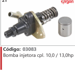 21 Código 03083 Bomba injetora completo 10,0 / 13,0hp ARGON
