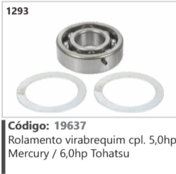 1293 Código 19637 Rolamento virabrequim completo 5,0hp Mercury / 6,0hp Tohatsu