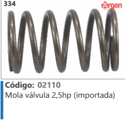 334 Código 02110 Mola válvula 2,5hp (importada) ARGON
