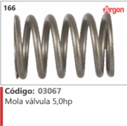 166 Código 03067 Mola válvula 5,0hp ARGON