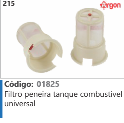 215 Código 01825 Filtro peneira tanque combustivel universal .ARGON