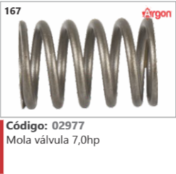 167 Código 02977 Mola válvula 7,0hp ARGON