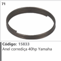 71 Código 15833 Anel corrediça 40hp Yamaha
