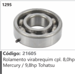 1295 Código 21605 Rolamento virabrequim completo 8,0hp Mercury / 9,8hp Tohatsu