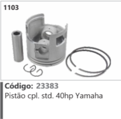 1103 Código 23383 Pistão completo Standard 40hp Yamaha