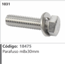 1031 Código 18475 Parafuso m8x30mm