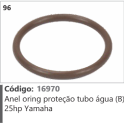 96 Código 16970 Anel oring proteção tubo água (B) 25hp Yamaha