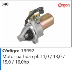 340 Código 19992 Motor partida completo  110/130 / 15,0 / 16,0hp ARGON