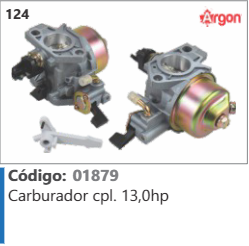 124 Código 01879 Carburador completo 13,0hp ARGON
