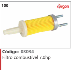 100 Código 03034 Filtro combustível 7,0hp ARGON