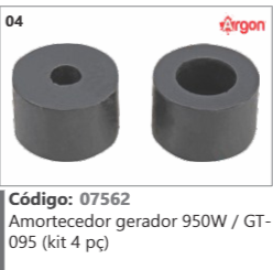 4 Código 07562 Amortecedor gerador 950W / GT- 095 (kit 4 pç) ARGON
