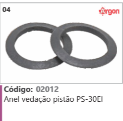 4 Código 02012 Anel vedação pistão PS-30El ARGON