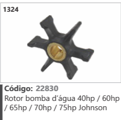 1324 Código 22830 Rotor bomba d'água 40hp / 60hp / 65hp / 70hp / 75hp Johnson