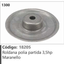 1300 Código 18205 Roldana polia partida 3,5hp Maranello