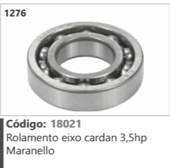 1276 Código 18021 Rolamento eixo cardan 3,5hp Maranello