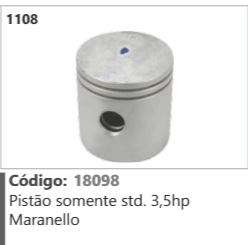 1108 Código 18098 Pistão somente Standard 3,5hp Maranello