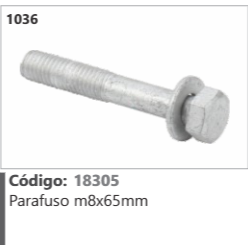 1036 Código 18305 Parafuso m8x65mm