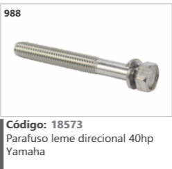 988 Código 18573 Parafuso leme direcional 40hp Yamaha