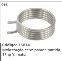 916 Código 15814 Mola torção cabo parada partida 15hp Yamaha