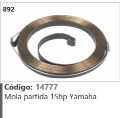 892 Código 14777 Mola partida 15hp Yamaha