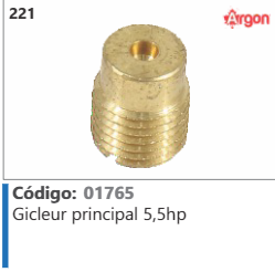 221 Código 01765 Gicleur principal 5,5hp ARGON