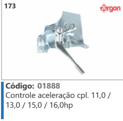 173 Código 01888 Controle aceleração completo 11,0 / 13,0/150/160hp ARGON