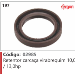 197 Código 02985 Retentor carcaça virabrequim 10, /13,0hp ARGON