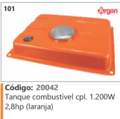 101 Código 20042 Tanque combustível completo 1.200W 2,8hp (laranja) ARGON