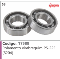 53 Código 17588 Rolamento virabrequim PS-22E1 (6204) ARGON