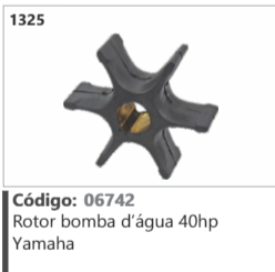 1325 Código 06742 Rotor bomba d'água 40hp Yamaha