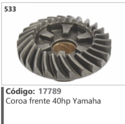 533 Código 17789 Coroa frente 40hp Yamaha