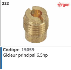 222 Código 15059 Gicleur principal 6,5hp ARGON