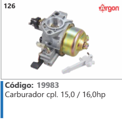 126 Código 19983 Carburador completo 15,0 / 16,0hp ARGON