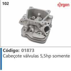 102 Código 01873 Cabeçote válvulas 5,5hp somente ARGON